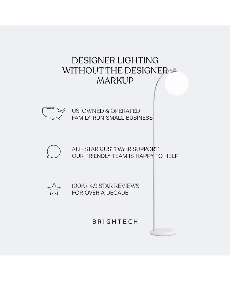 Mason 81" Led Contemporary Arc Floor Lamp with Marble Base, Bulb Included