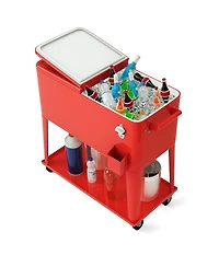Slickblue 80 Quart Outdoor Patio Rolling Steel Construction Cooler