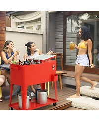 Slickblue 80 Quart Outdoor Patio Rolling Steel Construction Cooler