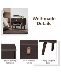 Sugift Nightstand Bedroom Table with Drawer Storage Shelf