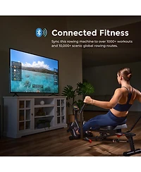 Sunny Health & Fitness Compact Full Motion Rowing Machine, Full-Body Workout, Low-Impact, Extra-Long Rail, 350 Lb Weight Capacity and Free SunnyFit Ap