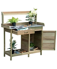 Slickblue Outdoor Garden Wooden Work Station Potting Bench