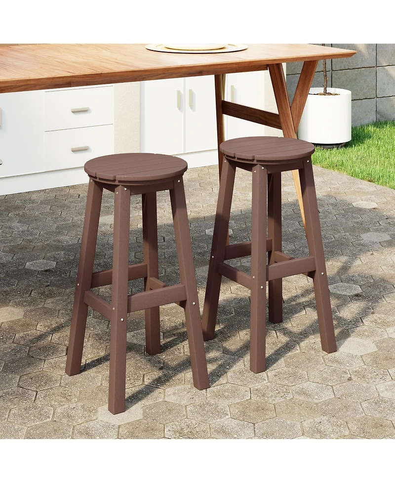 WestinTrends 29" Hdpe Outdoor Patio Round Bar Stool Set of 2