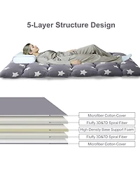 Caromio Futon Mattress Full Size, Star Print Floor Mattress Pad Portable Dorm Sleeping Pad, 54"x 80"