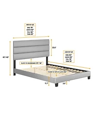 Boyd Sleep Piedmont Leatherette Upholstered Platform Bed Frame with Adjustable Headboard - No Box Spring Required