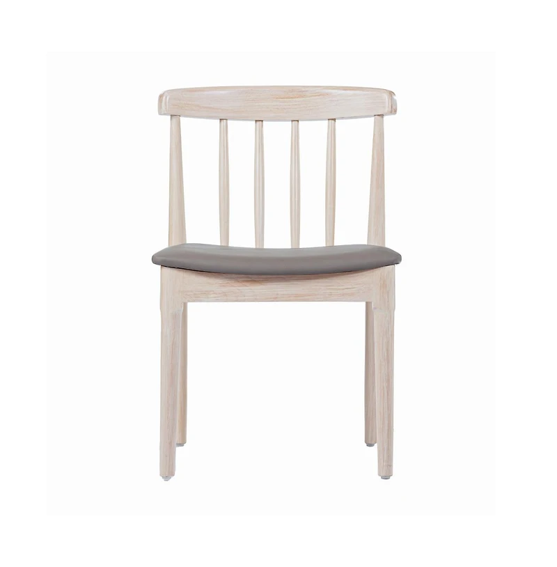 Emma+Oliver Charlize Set Of 2 Solid Wood Dining Chairs With Spindle Backrests And Vinyl Seats