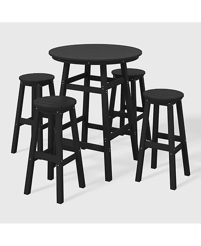 WestinTrends 5-Piece Hdpe Outdoor Patio Dining Bar Bistro Table Set with Stools