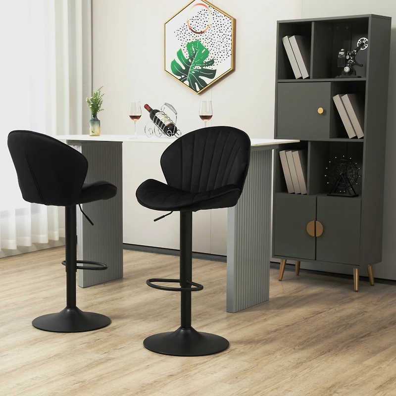 Streamdale Adjustable Counter-Height Bar Stools with Backrest and Footrest (Set of 2)
