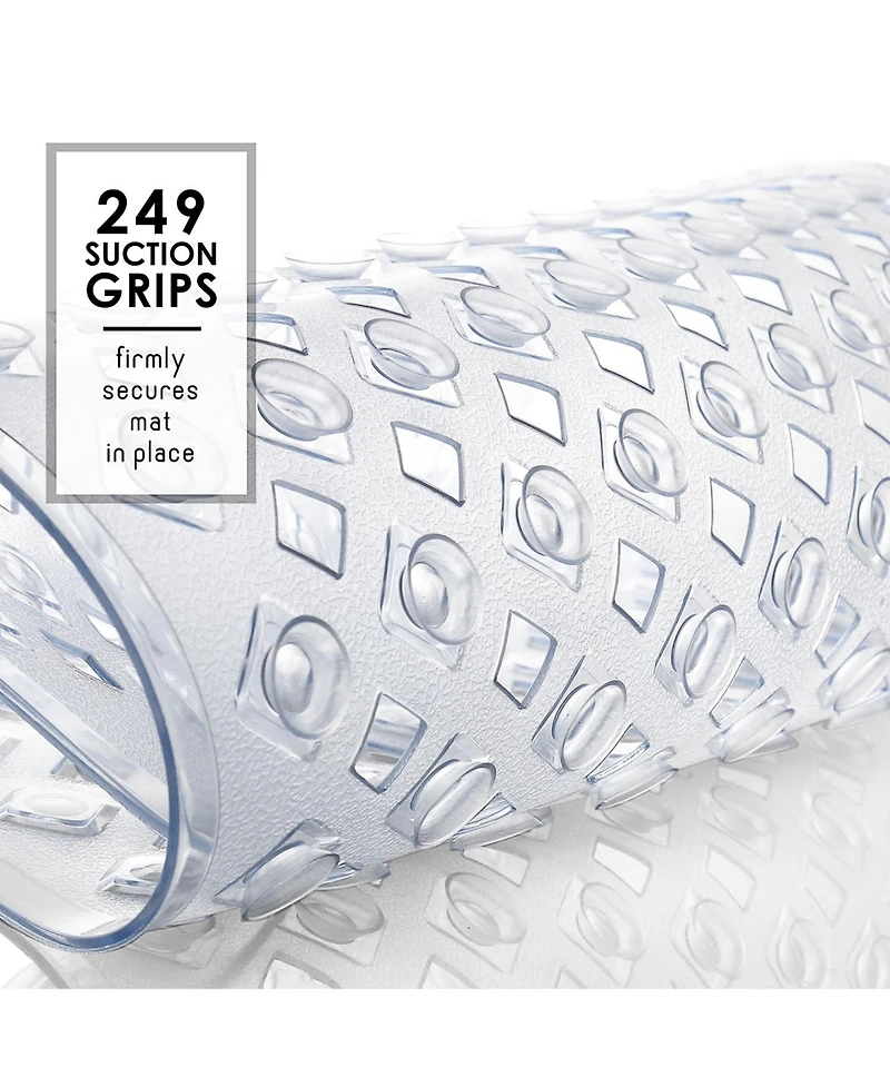 Clara Clark Non-Slip Suctioned Bathtub Mat with Drainage Holes - Durable & Machine Washable - Clear - 35"x16"