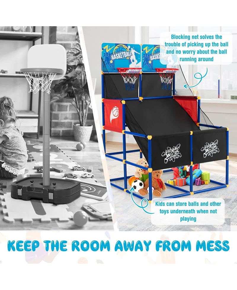 Slickblue Kids Arcade Basketball Game Set with 4 Basketballs and Ball Pump