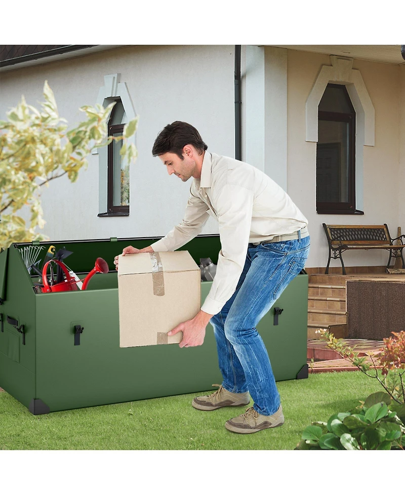 Slickblue Waterproof Outdoor Storage Box with Ventilated Window Adjustable Snap-Green