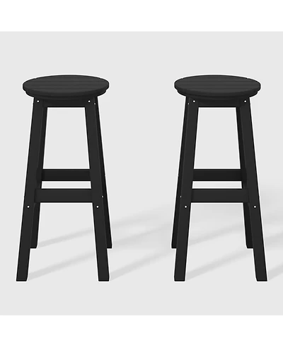 WestinTrends 29" Hdpe Outdoor Patio Round Bar Stool Set of 2
