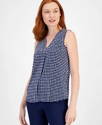 Anne Klein Women's Printed Sleeveless V-Neck Shell Top