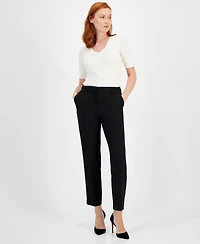 Anne Klein Women's Grace Mid Rise Straight-Leg Ankle Pants