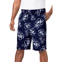 KingSize Big & Tall Hibiscus Print 8" Swim Trunks