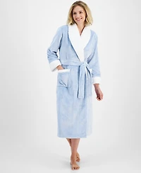 Charter Club Women's Long Plush Fleece-Trim Robe, Created for Macy's