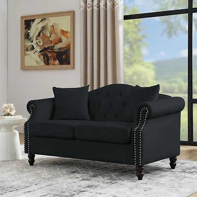 Streamdale 57" Velvet Chesterfield Sofa with Rolled Arms