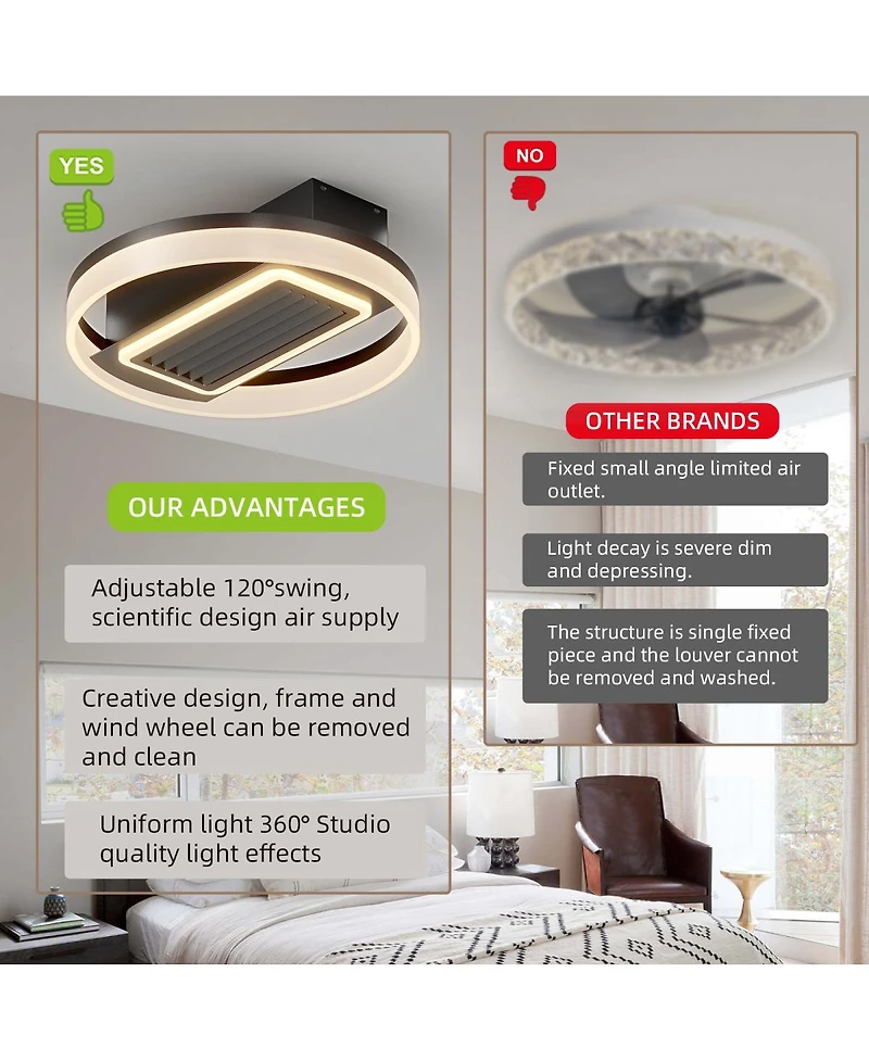 Streamdale 20" Bladeless Ceiling Fan with Remote