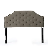 Simplie Fun Glam Velvet Button Tufted Diamond Stitch Headboard with Nailhead Accents