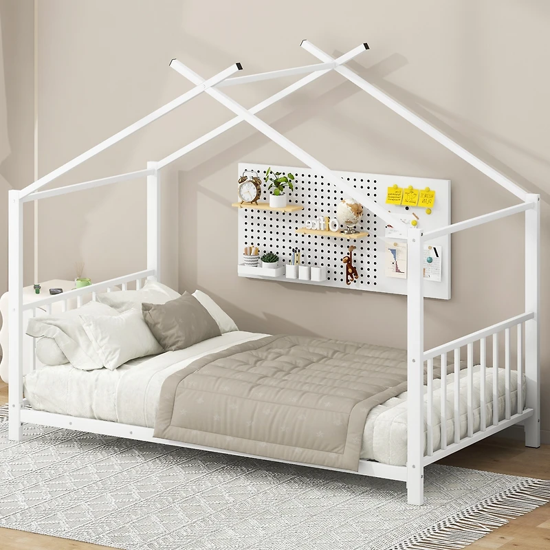 Streamdale Twin Metal House Platform Bed, White