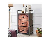 Sugift Industrial 3-Layers Fabric Dresser with Fabric Drawers and Steel Frame