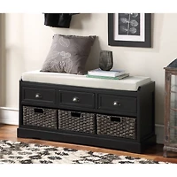 Streamdale Homes Collection Wood Storage Bench with 3 Drawers and Baskets