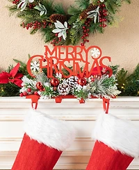 Glitzhome 14.5''L Christmas Metal Merry Christmas Stocking Holder