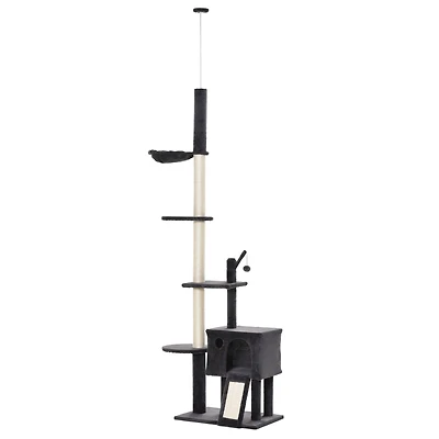 Streamdale Furniture PawHut Adjustable Height Cat Tree with Multiple Activities and Scratching Posts