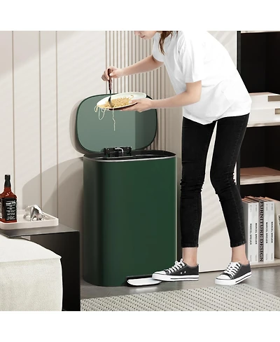 Streamdale Furniture Green Stainless Steel Kitchen Trash Can - 13 Gallon Capacity