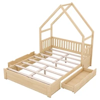 Streamdale Queen Platform Bed with Drawers and Guardrail