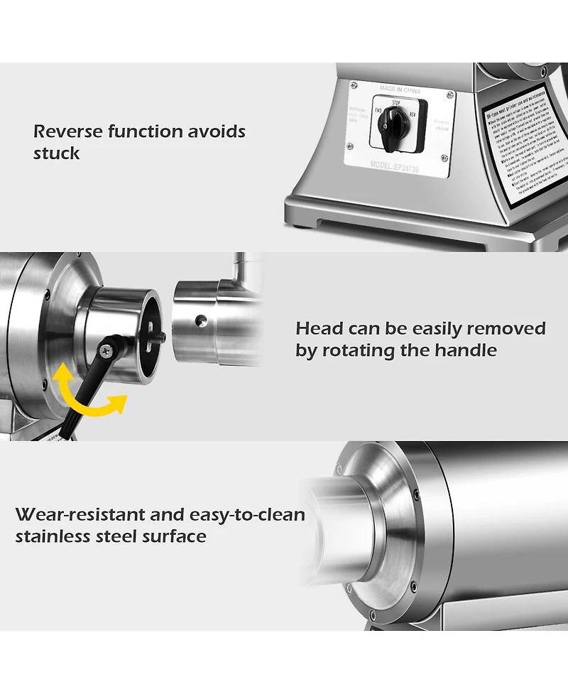 Sugift Heavy Duty 1.5HP 1100W 550LB/h Commercial Grade Meat Grinder