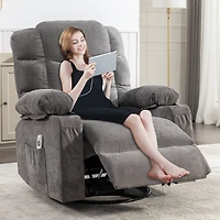 Streamdale Oversized Rocking Recliner with Massage, Heat & Usb