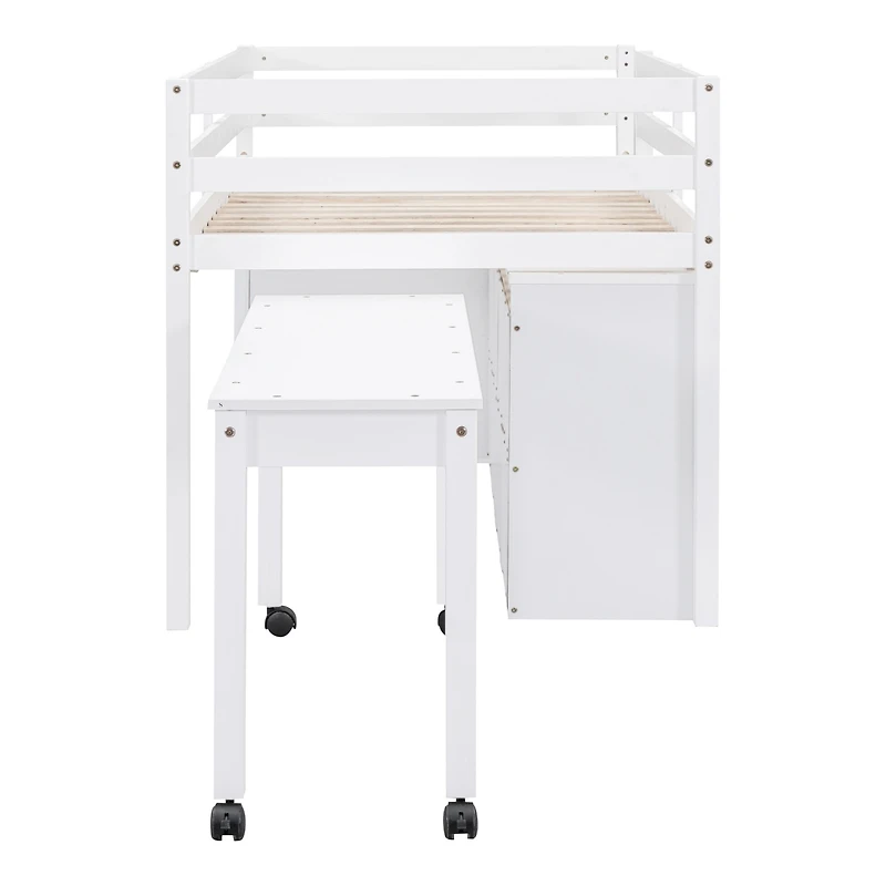 Streamdale Loft Bed with Retractable Desk and Drawers