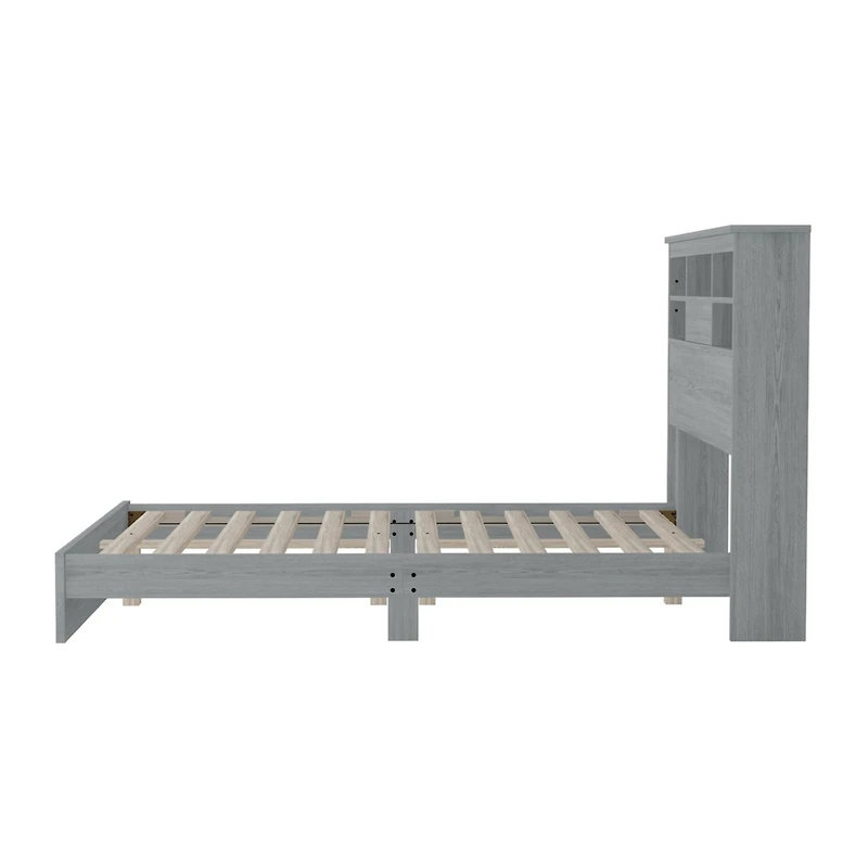 Streamdale Vintage Platform Bed with Storage Headboard and Charging