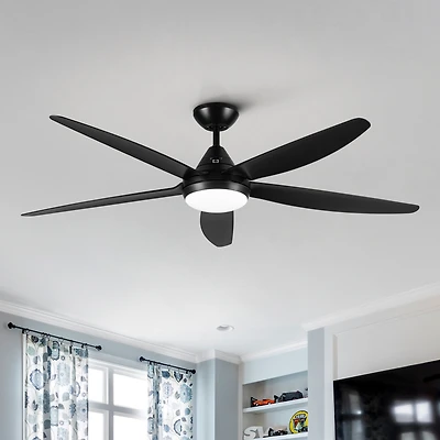 Streamdale 56 In Integrated Led Ceiling Fan Lighting With Black Abs Blade