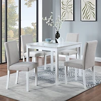 Streamdale Furniture Chic Wooden Dining Set Elegant Table with Crystal Details & Upholstered Chairs