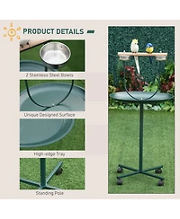 Streamdale Furniture 48" Rolling T-Stand Bird Training Activity Playground With Perch