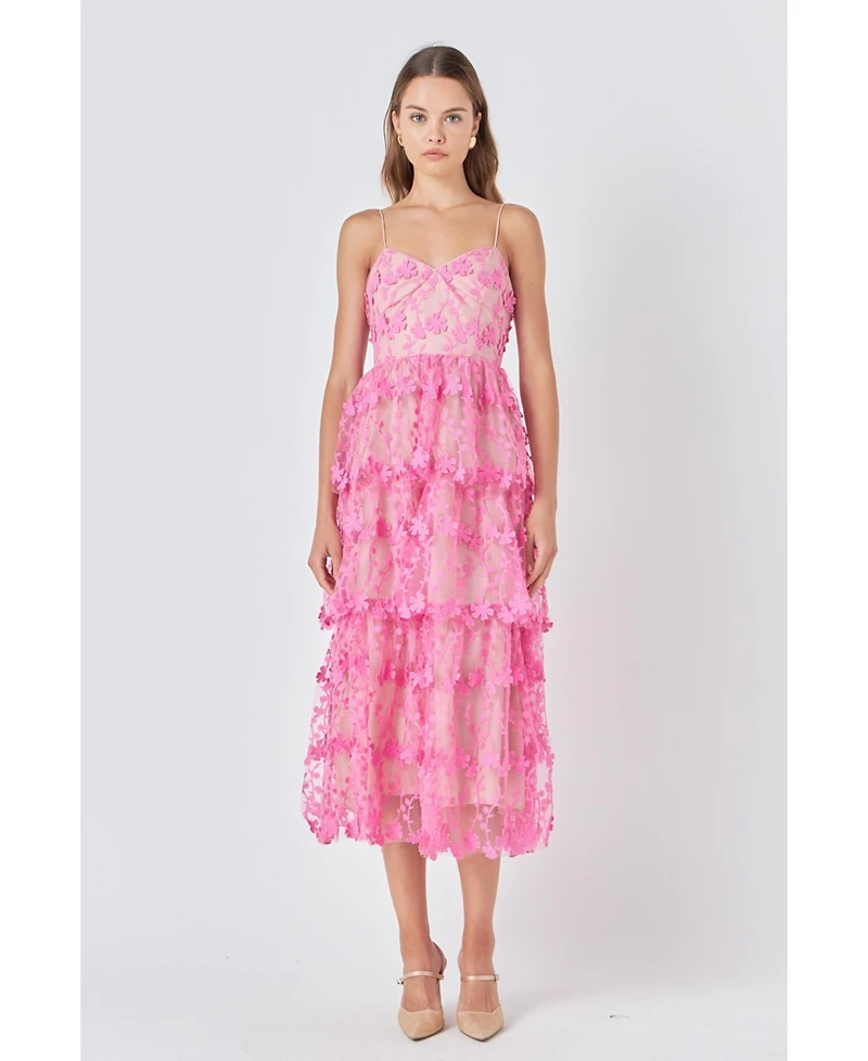 endless rose Women's Crochet Layered Midi Dress