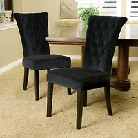Simplie Fun Elegant Tufted Flared Black Velvet Dining Chairs (Set of 2)