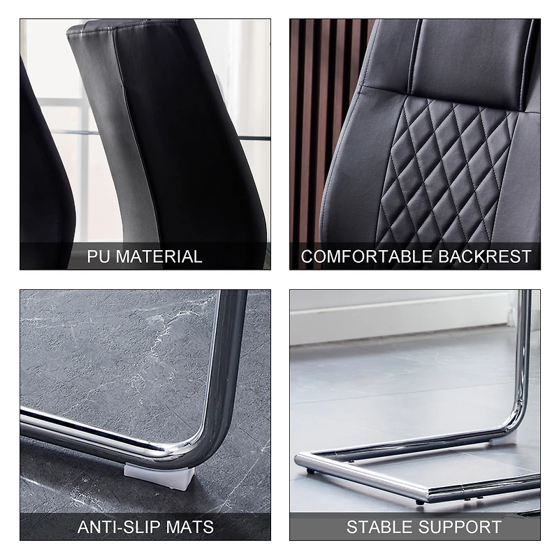Streamdale Modern Pu Leather Dining Chairs with Metal Legs | Easy Assembly