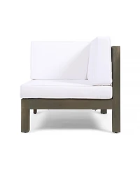 Simplie Fun Outdoor Loveseat Set with Coffee Table in Acacia Wood with Plush Cushions