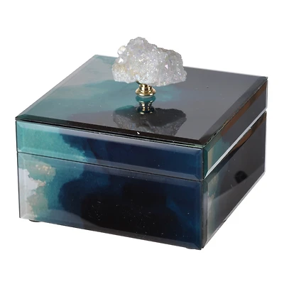 Streamdale Bethany Green Jewelry Box with Geode Finial