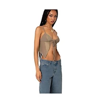 Women's Patchwork Lacey Mesh Top