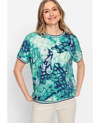 Olsen Women's Viscose Blend Short Sleeve Water Print T-Shirt