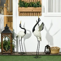 Outsunny 2pc Heron Garden Statues, Metal Yard Art Bird Sculptures,