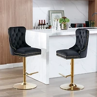 Simplie Fun Modern Velvet Swivel Bar Stools, Set of 2