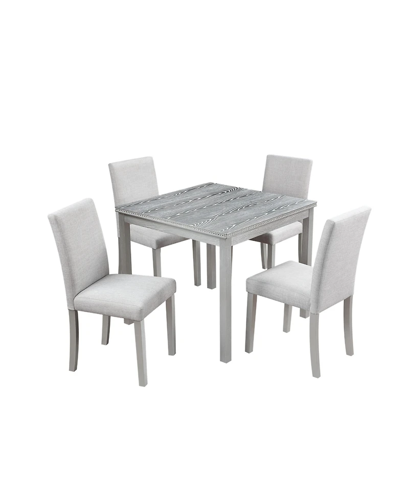 Streamdale 5-Piece Crystal Dining Set with Upholstered Chairs