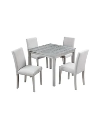 Streamdale 5-Piece Crystal Dining Set with Upholstered Chairs