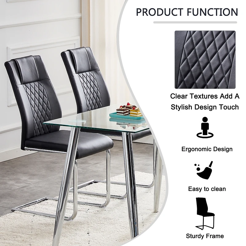 Modern Pu Leather Dining Chairs with Metal Legs | Easy Assembly