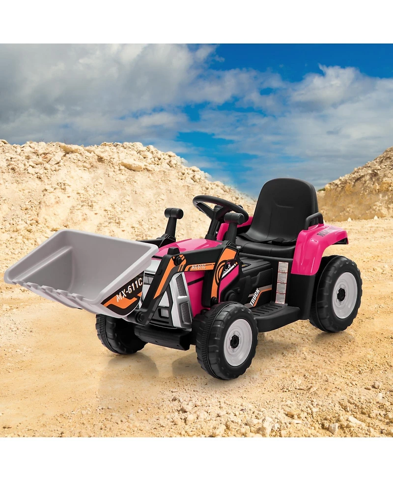 Slickblue 12V Battery Powered Kids Ride on Excavator with Adjustable Arm and Bucket